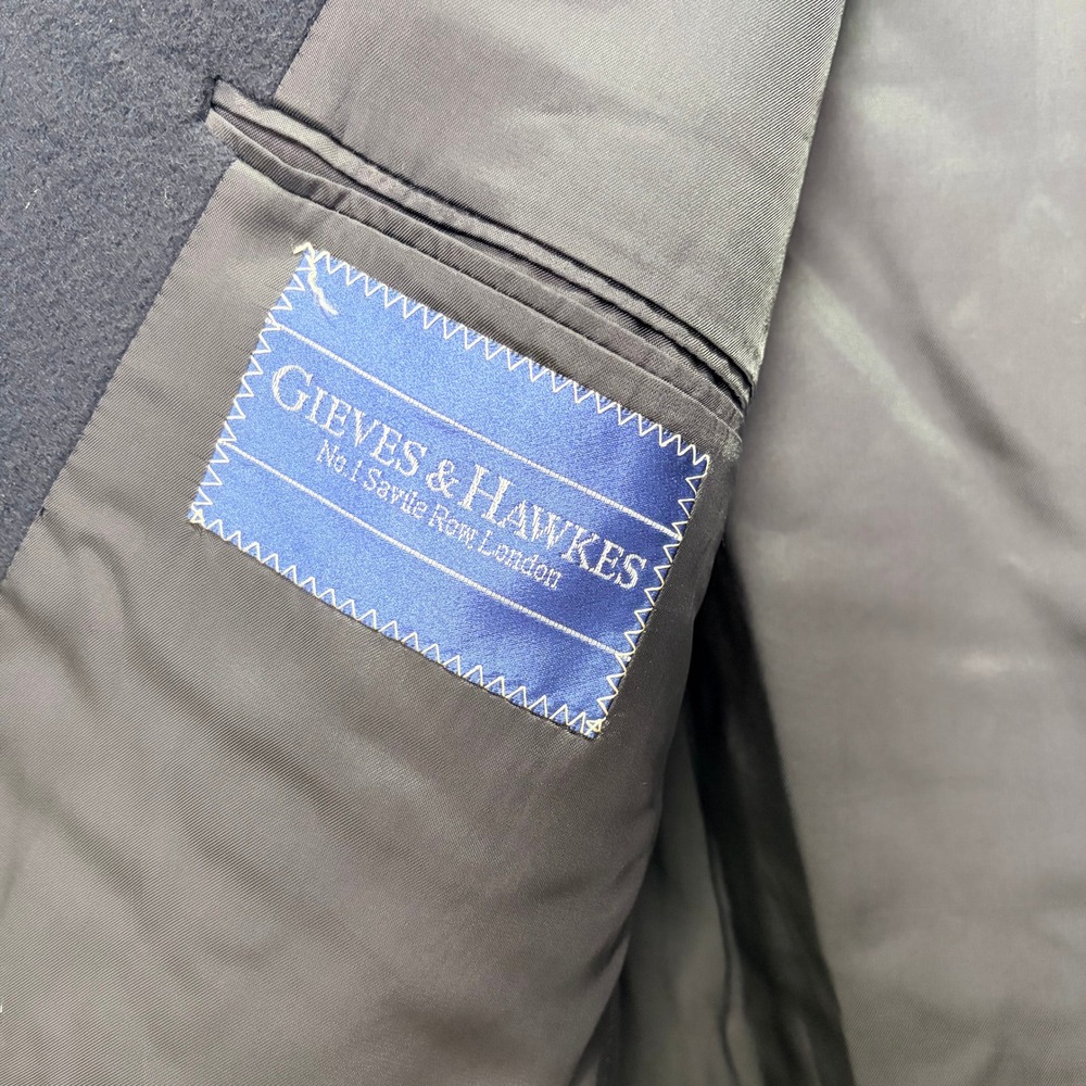 Gieves & Hawkes Savile Row Navy Blue 100% Cashmere Blazer Gold Buttons 43L - Picture 5 of 16